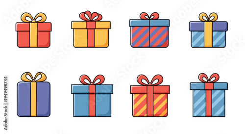 Colorful gift boxes collection isolated presents for celebrations and events