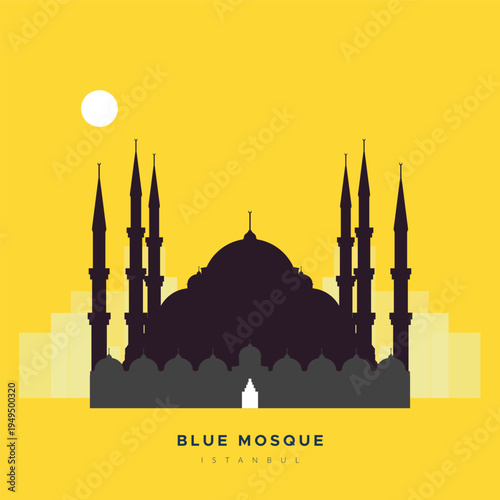 The Sultan Ahmed Mosque - The Blue Mosque - Istanbul - Stock Illustration