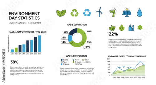 Environmental statistics and eco icons.