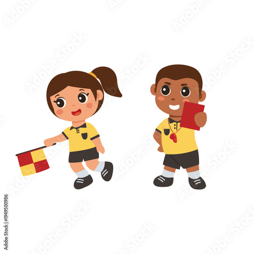 Soccer referee and assitant referee vector illustration