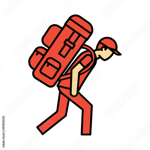 Delivery man carrying heavy backpack, logistics and shipping concept
