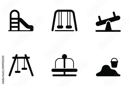 Playground icons - kids amusement set