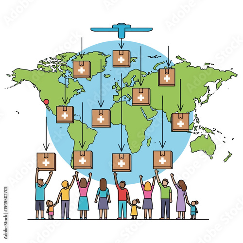 Global Medical Aid Delivery: Drone Supplies Healthcare Packages to People Worldwide