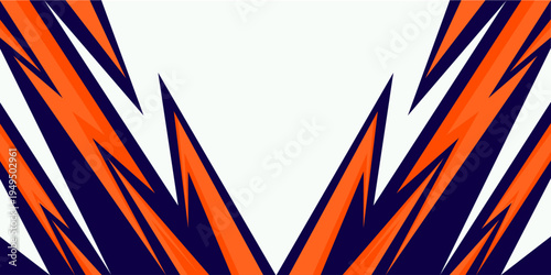 Dynamic orange halftone sports background with sharp lightning shapes