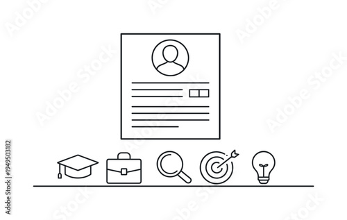 Career profile and curriculum vitae document used for presenting professional background education and achievements during recruitment or job search, document resume page, user