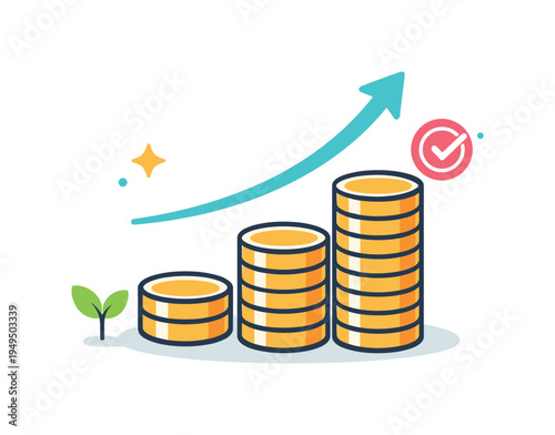 Personal financial growth through disciplined saving and consistent long-term planning supporting stable wealth development and responsible money habits, a simple coin stack