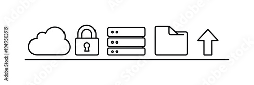 Secure cloud data storage and reliable digital backup helping businesses protect files and maintain stable information access across modern online infrastructure, cloud, padlock