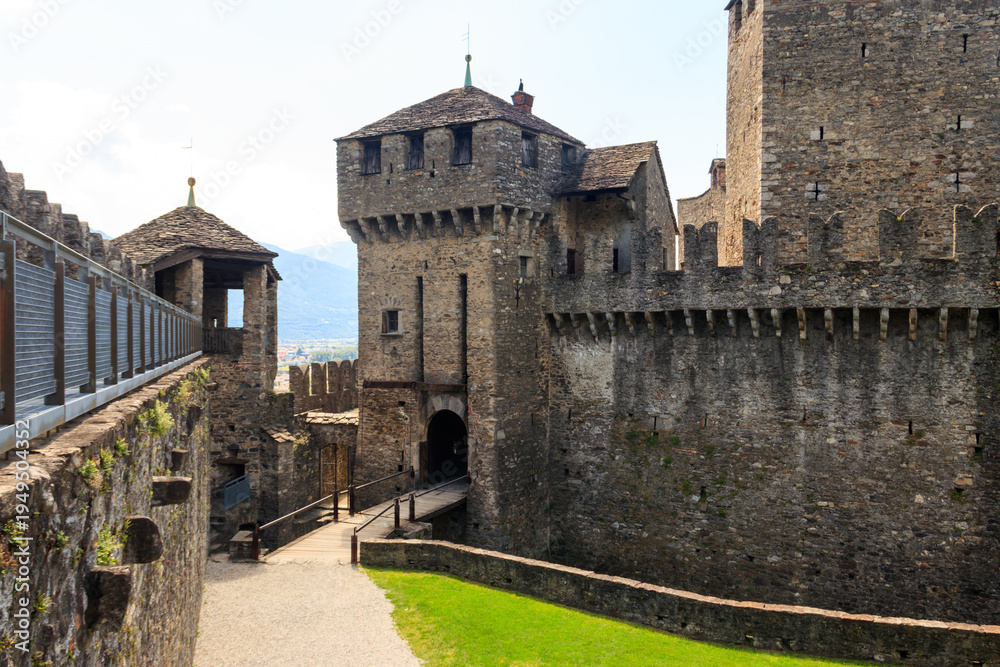 Obraz premium Montebello Castle in Bellinzona, Switzerland. UNESCO World Heritage Site
