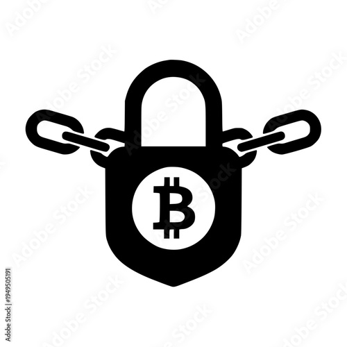 Blockchain chain lock black white icon 
