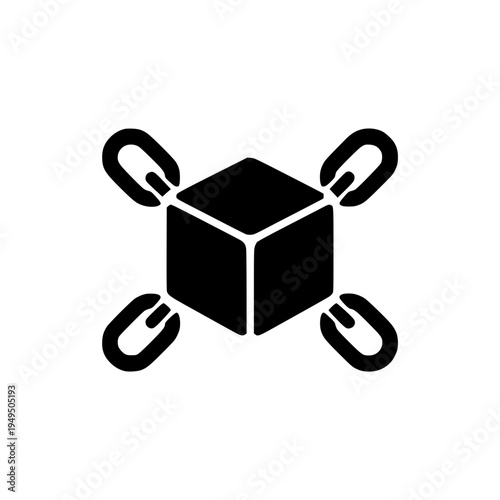 Blockchain chain lock black white icon 