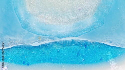 Blue Geode Resin Art Close-Up With Sparkling Turquoise Layers and Shimmering Crystal Texture