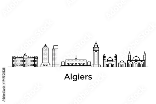 Algiers city skyline with famous buildings and mosques in Algeria  urban landscape