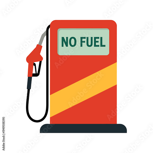 Gas pump with no fuel sign on front panel  fuel shortage concept