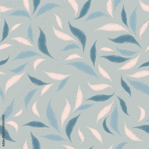 Floral seamless pattern. Branch with leaves ornamental texture. Flourish natu...