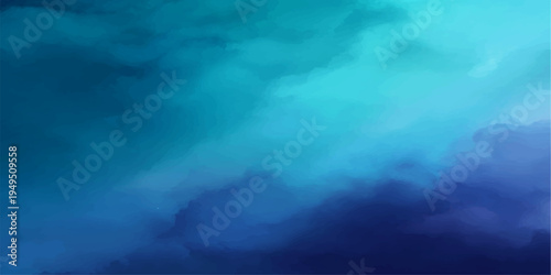 Abstract ethereal painting showcases the dance of clouds in an aquamarine gradient sky. a symphony of cool hues, invoking calm and wonder.