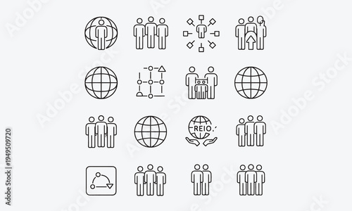 Assesment outline icon set. Containing Assesment, Evaluation, Audit, analysis, plan, result. Vector illustration