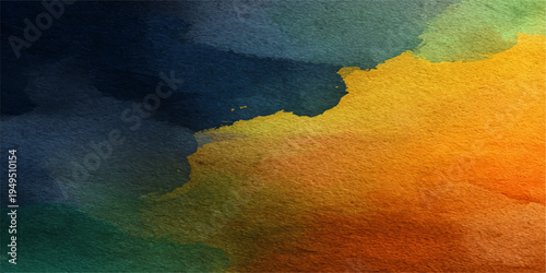 Abstract watercolor washes blend to create a vibrant and evocative composition. A dynamic interplay of colors, textures, and forms. 