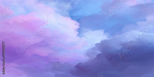 Abstract pastel-hued clouds in soft blues and purples, a serene sky bathed in dreamy light. Evoking tranquility and a sense of wonder.