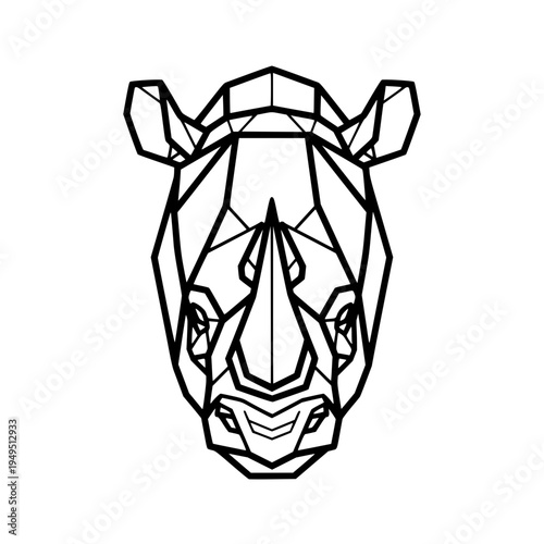 Geometric Lines: Capturing the essence of a rhinoceros through a striking geometric design, this monochrome artwork combines artistry with the animal's powerful form.