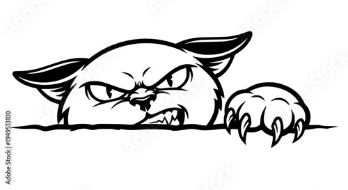 An illustration of a fierce cat with sharp claws ready to pounce, exuding a sense of power and a slight touch of mischievousness.