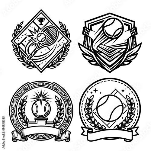 Sports emblem bundle with soccer football tennis and training