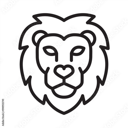 Courage icon. Lion head icon. Icon symbol for courage, bravery, strength, boldness, fearless, confidence, leadership, power, lion, valor. Vector illustration