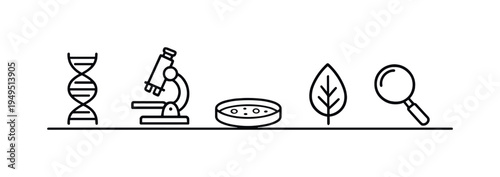 Bioscience genomics research and genetic analysis exploring biological information within DNA to advance medical science and biotechnology innovation, DNA helix, microscope, petri