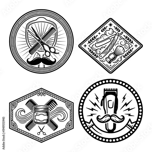 Artisan shop badge bundle with gift coffee bakery crest and barber