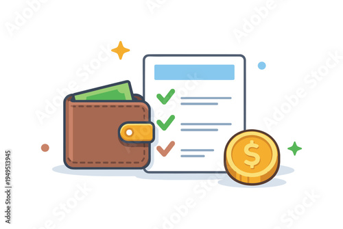 Personal financial budgeting and expense tracking for responsible money management in everyday life and small business planning, a minimal wallet placed beside a simple checklist