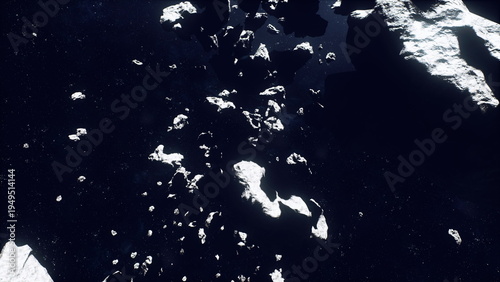 Vászonkép remote prospecting mission scanning asteroid for metallic ore, drilling rigs and
