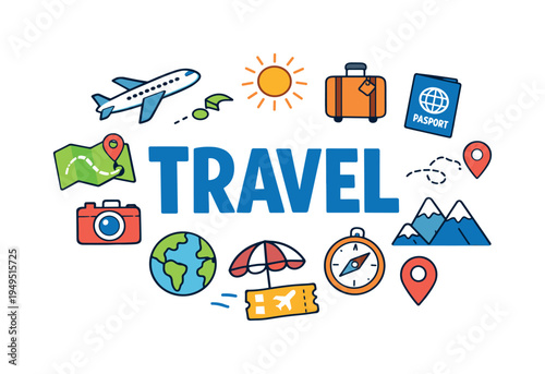 Modern travel lifestyle focused on exploration, adventure planning, and discovering new destinations around the world with excitement and curiosity. TRAVEL central title