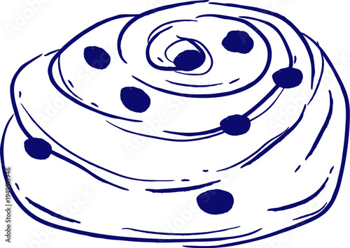 Cinnamon Roll Hand Drawn Sketch