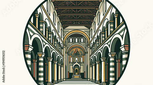 Grand Interior View of a Historic European Cathedral.