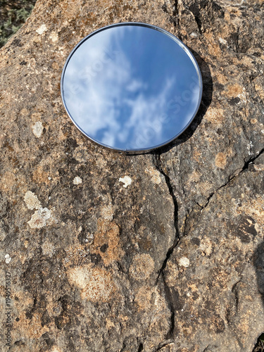 Wallpaper Mural mirror reflection blue sky on textured stone background Torontodigital.ca