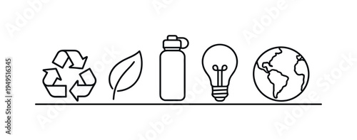 Sustainable everyday choices and eco friendly lifestyle habits supporting environmental responsibility and long term resource conservation in modern society, recycling symbol, leaf