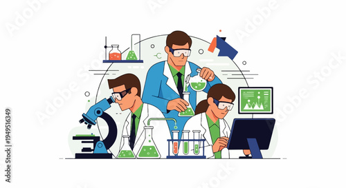 Scientists conducting experiments in a laboratory setting.