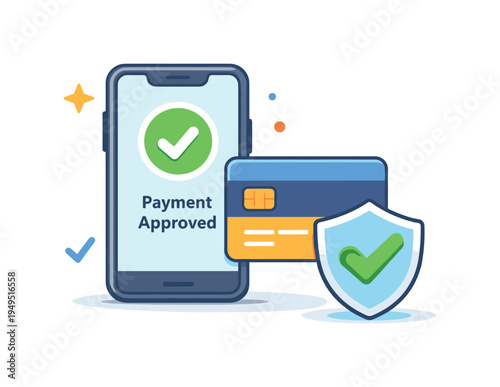 Secure online transaction confirmation in modern digital commerce where users verify payments and protect financial information through reliable authentication systems, a simple