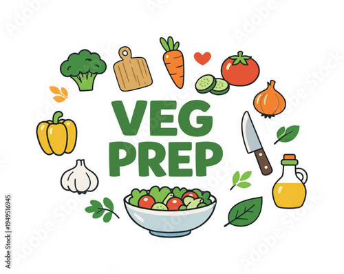 Healthy colorful vegetable chopping preparation concept focused on fresh produce, simple kitchen techniques, and wholesome meals made from natural ingredients. VEG PREP central