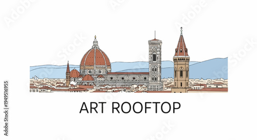 Florence Italy cityscape with iconic Duomo and Giottos Bell Tower.