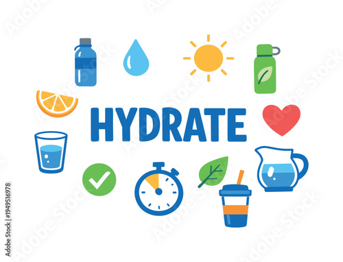 Healthy daily hydration reminder concept focused on maintaining regular water intake, supporting body energy levels, and building consistent wellness habits throughout the day