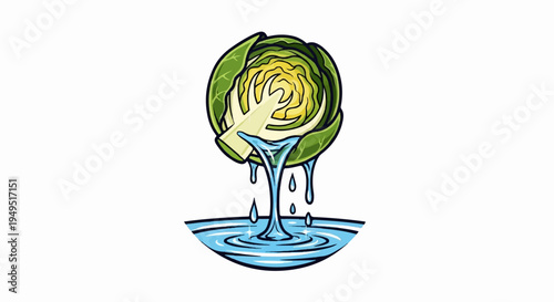 Artichoke dripping water into a bowl illustration.