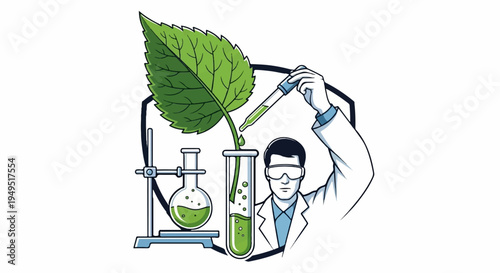 Scientist conducting plant research in a laboratory setting.