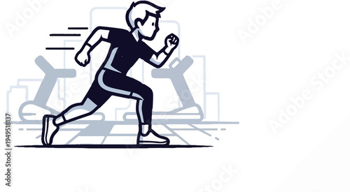 Dynamic illustration of a man running with determination.