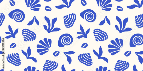 Abstract marine summer pattern in a naive style