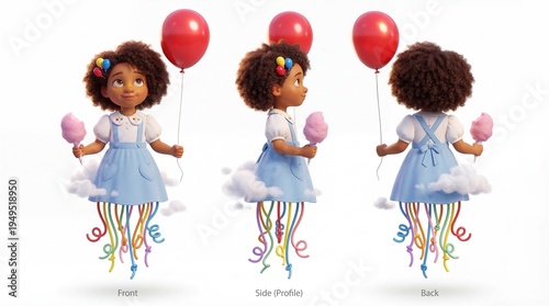 3D Style Cartoon Character Model Sheet