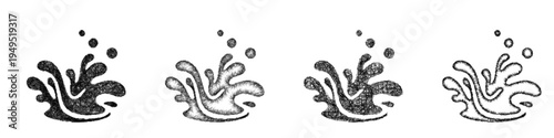 Sketch water magic icon design set