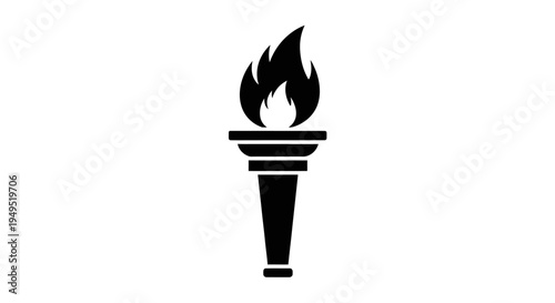 Black Torch with Flames Illustration.