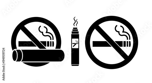 Cigarette and Vape Prohibition Signage Symbols.
