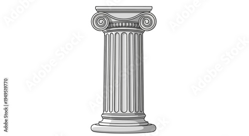 Classic Greek Column Illustration Detailed Design.