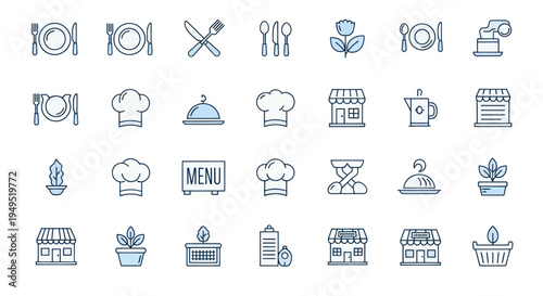 Restaurant icons food drink and service